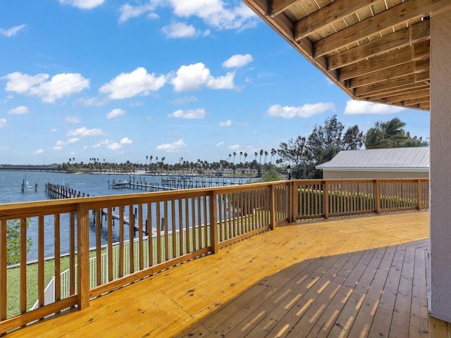 8820 44th Ave, Sebastian, FL 32958 - wooden terrace featuring a water view