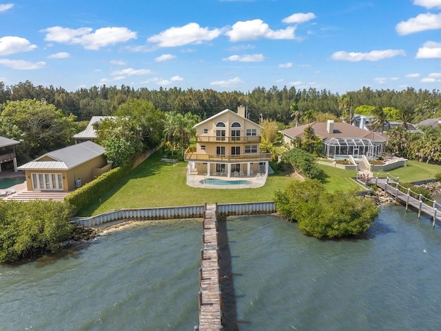 8820 44th Ave, Sebastian, FL 32958 - aerial view of property and surrounding area with a pool area and a large body of water
