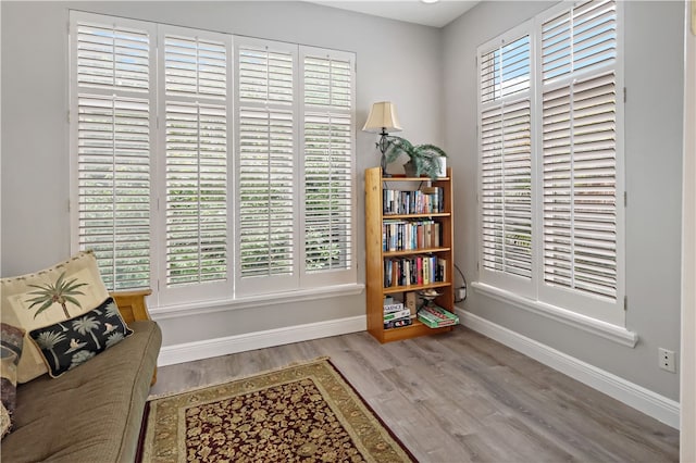 sitting room featuring light wood-type flooring