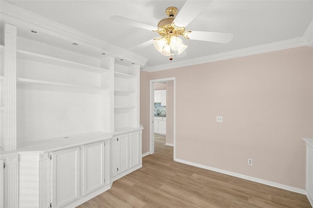 723 Timber Ridge Trl SW Unit B, Vero Beach, FL 32962 - spare room featuring crown molding, light wood finished floors, and a ceiling fan