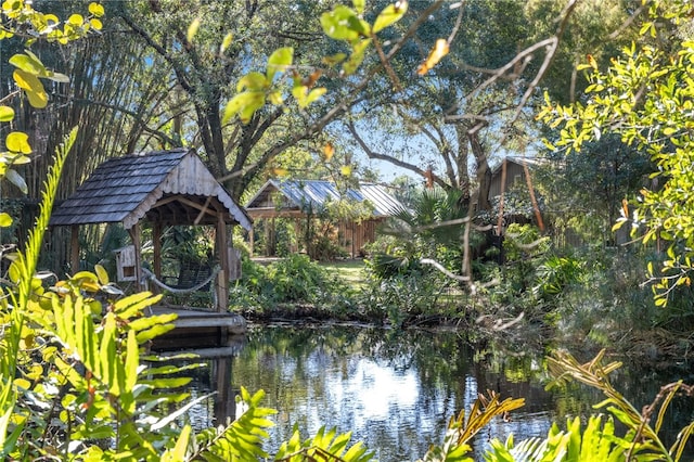 water view featuring a gazebo