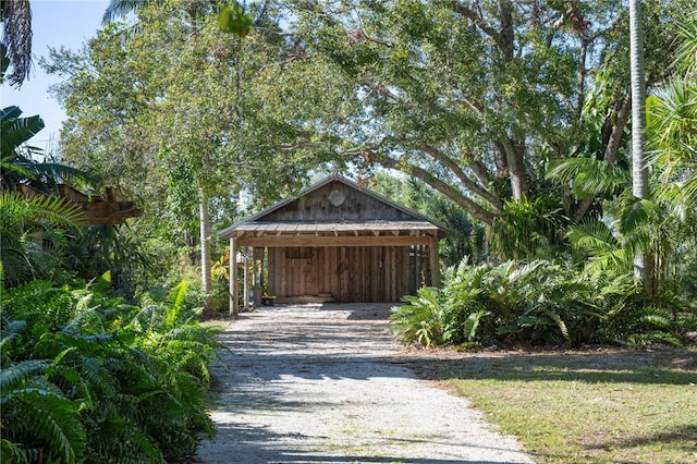 garage with a carport