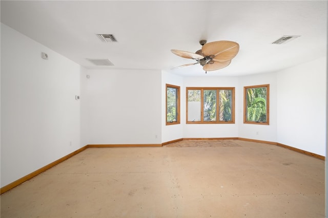 spare room featuring ceiling fan