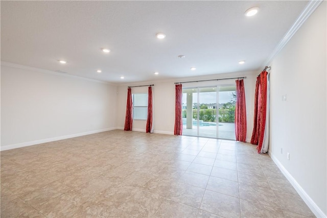 5964 Long Leaf Ln, Vero Beach, FL 32966 - empty room with crown molding, recessed lighting, and baseboards