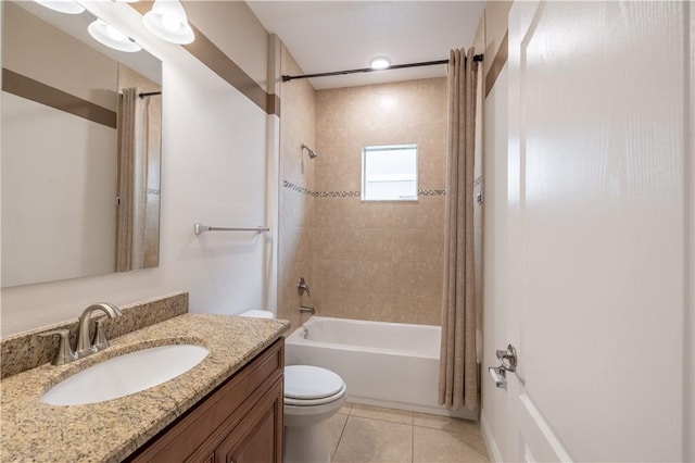 5964 Long Leaf Ln, Vero Beach, FL 32966 - full bathroom with toilet, shower / bath combo with shower curtain, tile patterned flooring, and vanity
