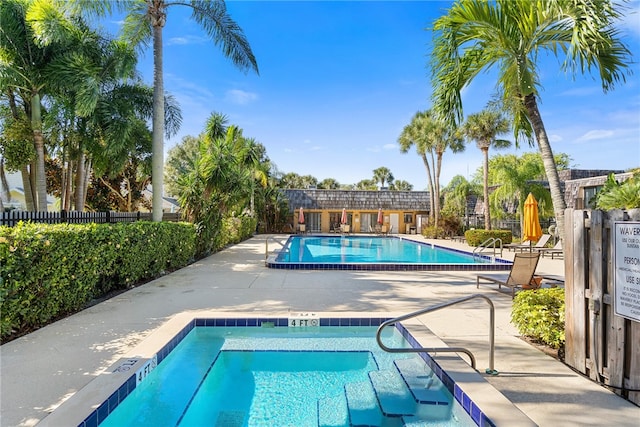 view of pool featuring a patio