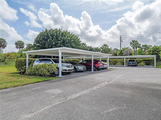 view of covered parking lot