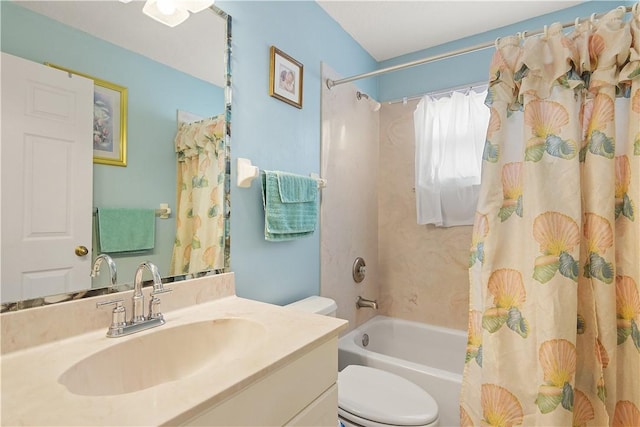 1359 Damask Ln, Sebastian, FL 32958 - bathroom featuring toilet, shower / bath combination with curtain, and vanity