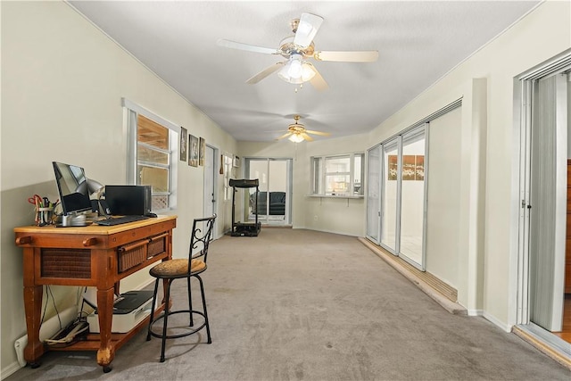 1359 Damask Ln, Sebastian, FL 32958 - office with carpet floors, ceiling fan, and baseboards
