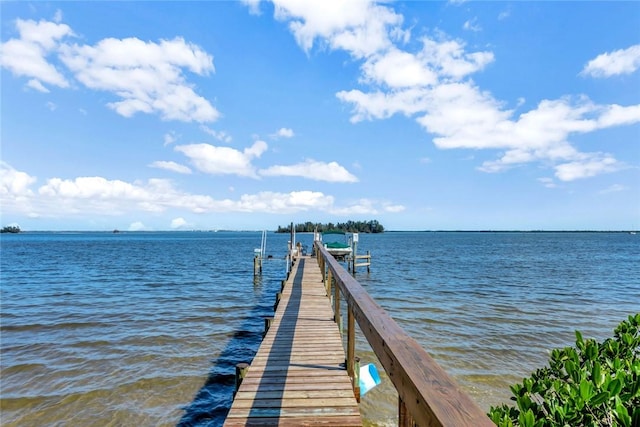 dock area featuring a water view