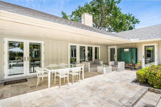 view of patio featuring french doors