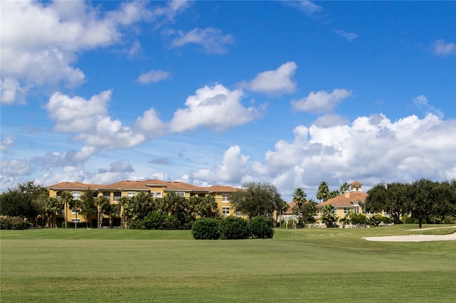 view of home's community with a yard