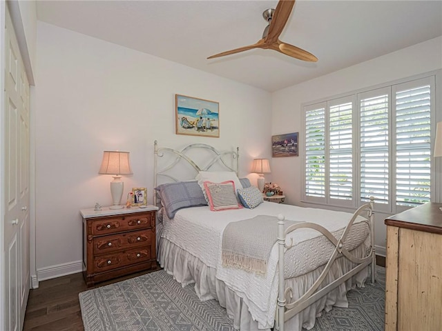 2284 Timberlake Cir, Vero Beach, FL 32966 - bedroom with wood finished floors and a ceiling fan