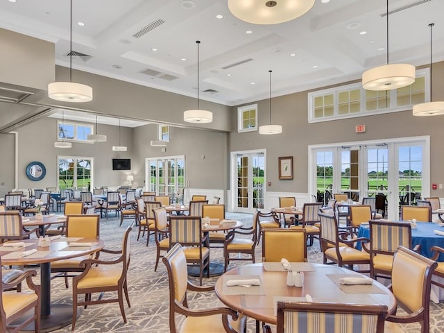 7639 15th Ln, Vero Beach, FL 32966 - lobby with a towering ceiling, coffered ceiling, and beam ceiling