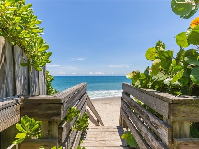 property view of water with a beach view