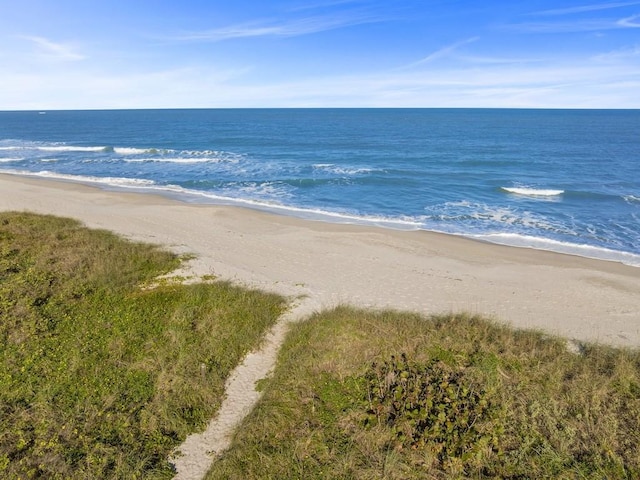 property view of water featuring a view of the beach