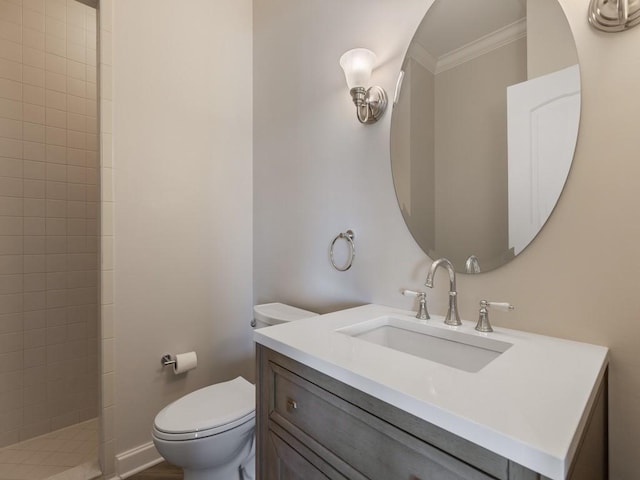 235 Osprey Ct, Vero Beach, FL 32963 - full bathroom featuring ornamental molding, vanity, and a tile shower