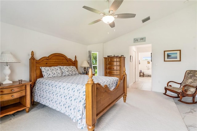 760 Holden Ave, Sebastian, FL 32958 - bedroom with lofted ceiling and ceiling fan