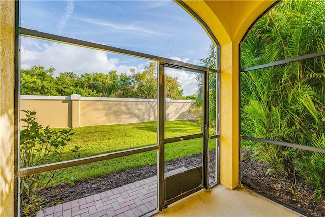 view of unfurnished sunroom