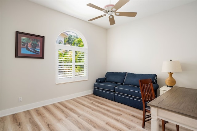 540 Marbrisa Dr, Vero Beach, FL 32963 - sitting room featuring baseboards, wood finished floors, and ceiling fan