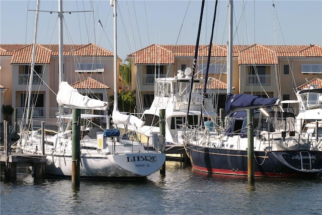 view of dock featuring a water view