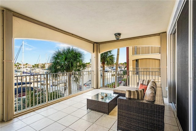 balcony with a water view