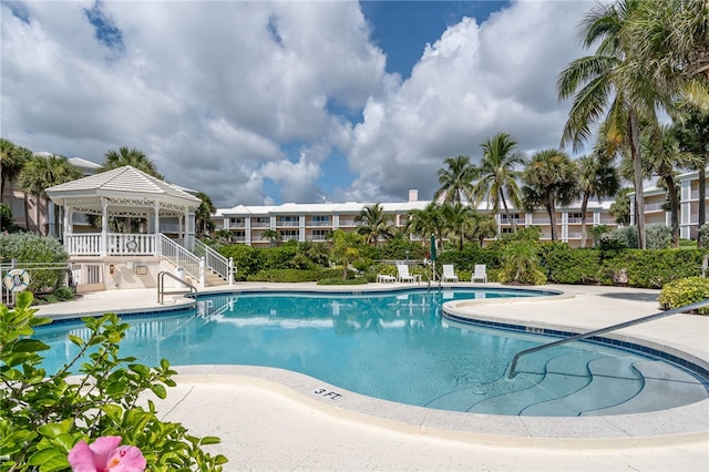 view of pool with a gazebo