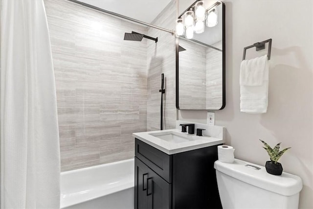 full bathroom with vanity, toilet, and shower / bath combo