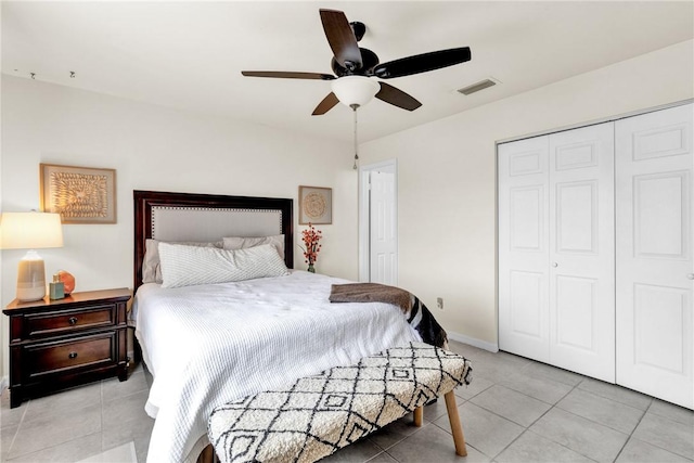 426 12th St SW, Vero Beach, FL 32962 - bedroom with a closet, tile patterned floors, and ceiling fan