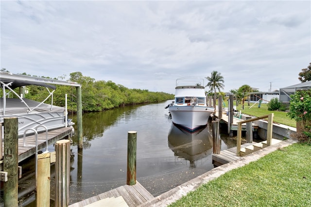 view of dock featuring a water view