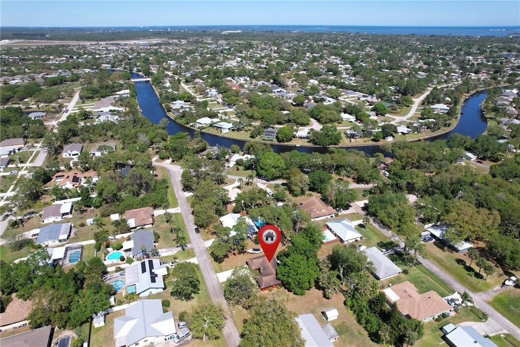 641 Lawson St, Sebastian, FL 32958 - birds eye view of property featuring a residential view and a water view