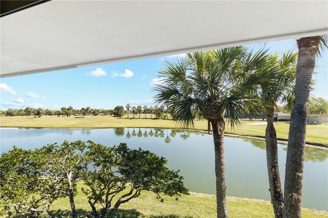 property view of water featuring golf course view