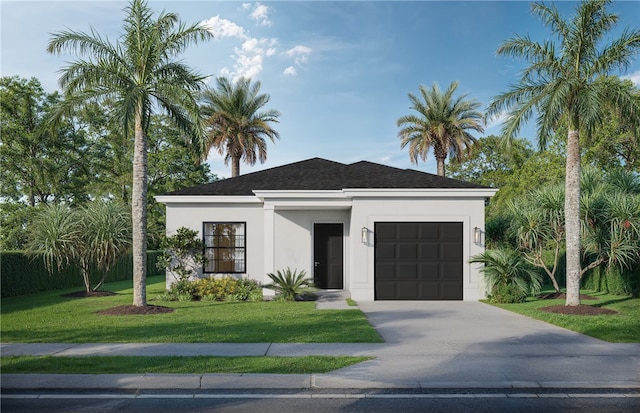 view of front of home with a garage and a front yard