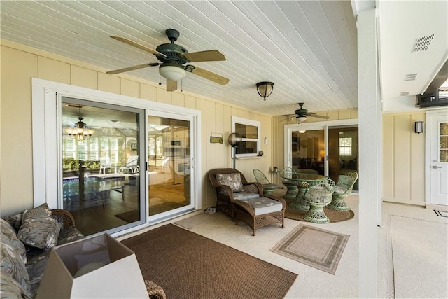 view of patio / terrace featuring ceiling fan