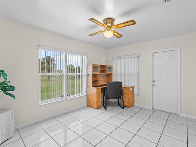 992 Seneca Ave, Sebastian, FL 32958 - office area featuring ceiling fan and light tile patterned floors