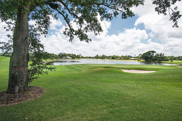 view of home's community featuring a yard and a water view