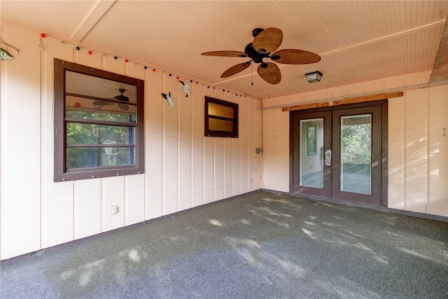 view of patio / terrace featuring french doors and ceiling fan