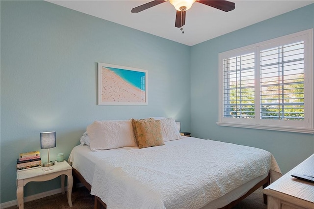 bedroom featuring ceiling fan