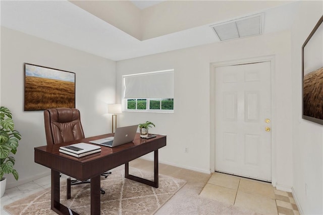 office featuring light tile patterned flooring