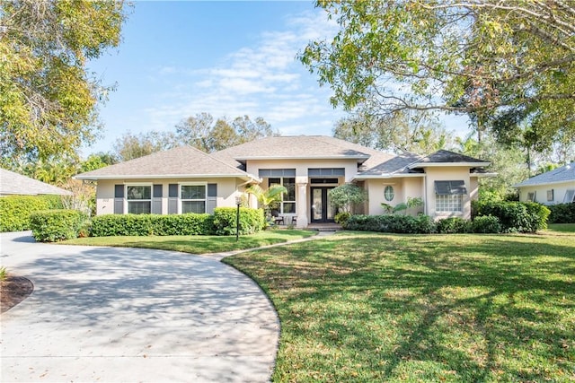 view of front of home with a front yard