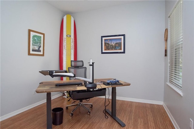 office with hardwood / wood-style flooring