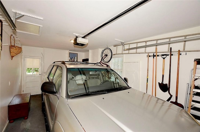 garage with a garage door opener