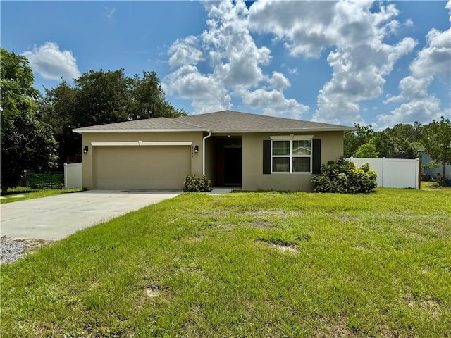 8646 102nd Ave, Vero Beach, FL 32967 - view of front facade with stucco siding, an attached garage, and concrete driveway