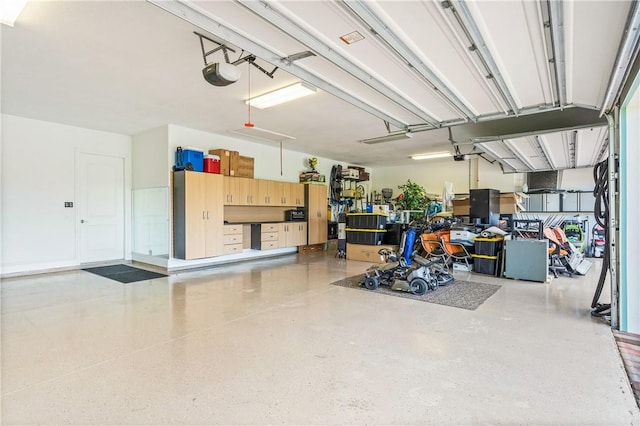 garage with a garage door opener