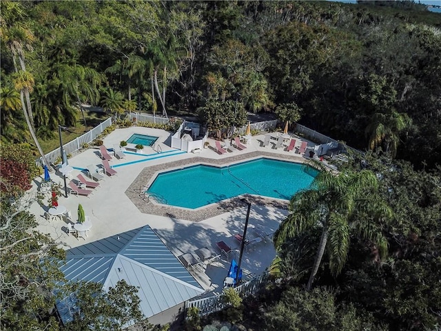 view of pool featuring a patio area