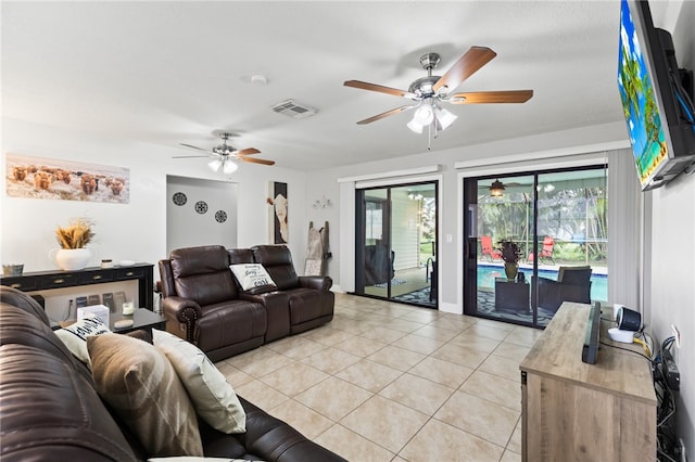 view of tiled living room