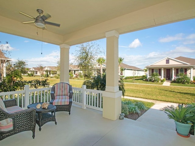 view of patio / terrace with ceiling fan