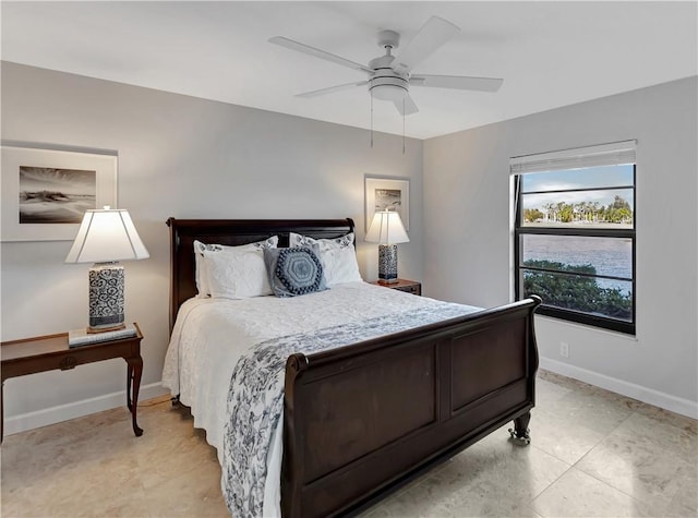 bedroom featuring ceiling fan