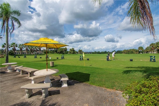 view of home's community with a lawn