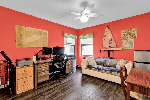 132 Keystone Dr, Sebastian, FL 32958 - office space featuring ceiling fan and dark wood finished floors